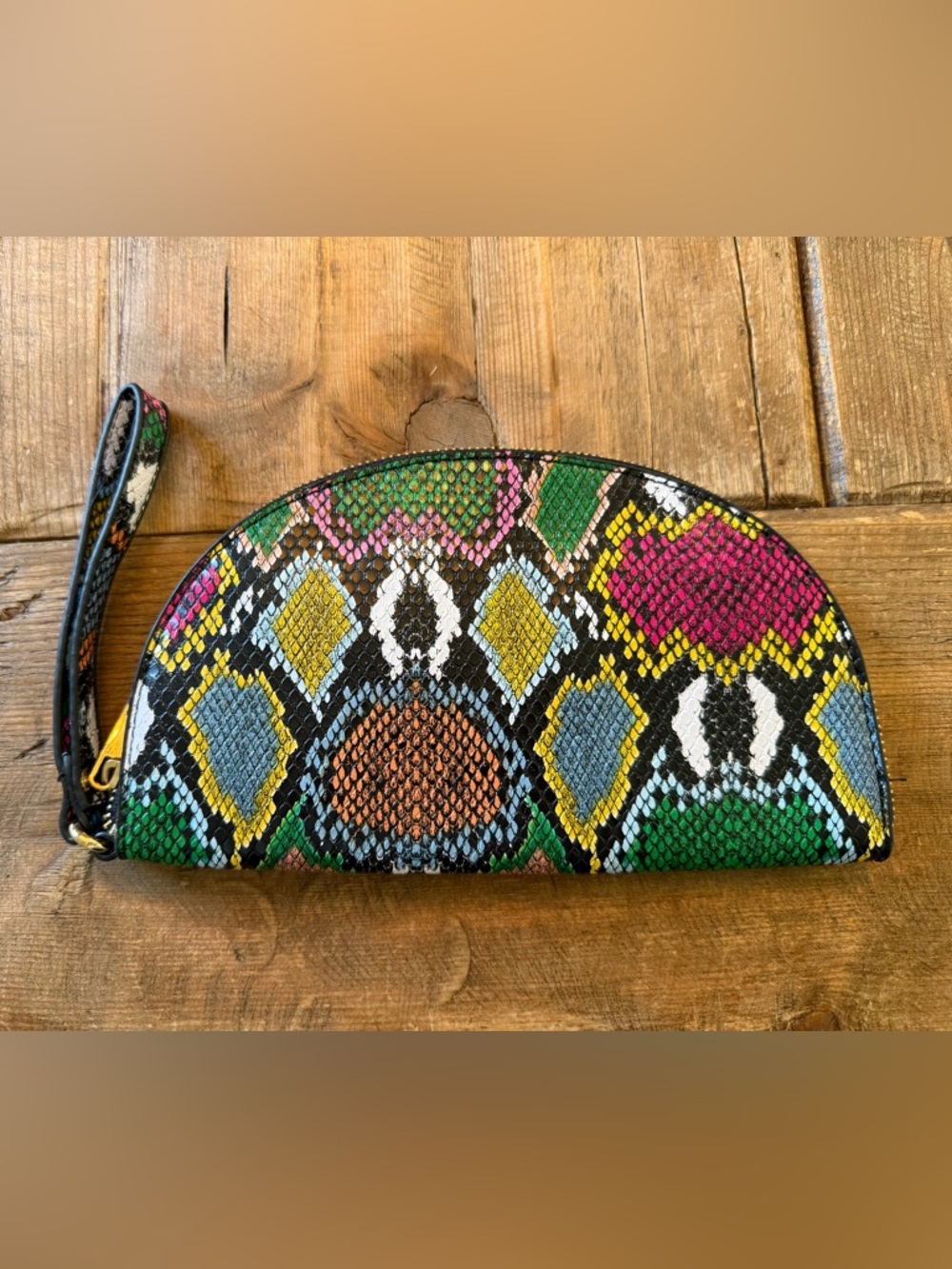 Nordstrom BP Multicolor Snakeskin-Print Half-Moon Wristlet